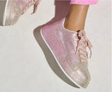 Ombre Pink Rhinestone Bling Glitter Sneakers