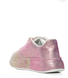 Ombre Pink Rhinestone Bling Glitter Sneakers