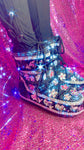 Mermaid Sliver Black Sequin Snow Boots - The Glamorous Life