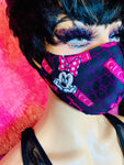 Minnie Mouse G Black Pink Designer Inspired Face Mask - The Glamorous Life 101