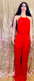 Red Fringe Tassel Cross Back Flare Leg Jumpsuit - The Glamorous Life