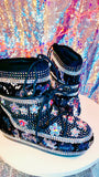 Mermaid Sliver Black Sequin Snow Boots - The Glamorous Life