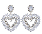 Silver Crystal Heart Love Earrings - The Glamorous Life