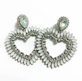 Silver Crystal Heart Love Earrings - The Glamorous Life