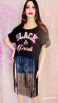 Women’s Black and Proud Bling Tee - The Glamorous Life